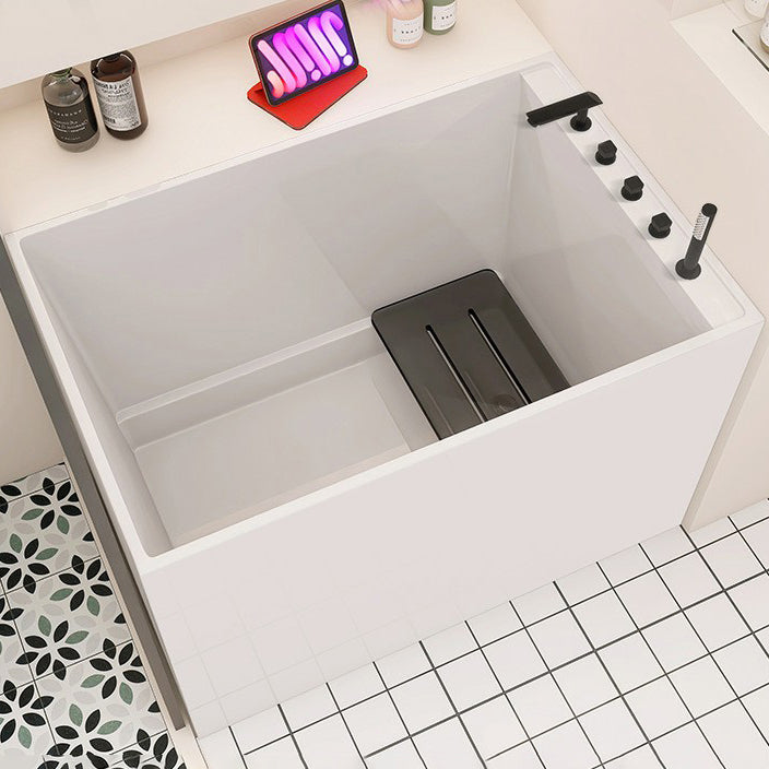 Back to Wall Freestanding Bathtub Modern Rectangular Acrylic Bathtub