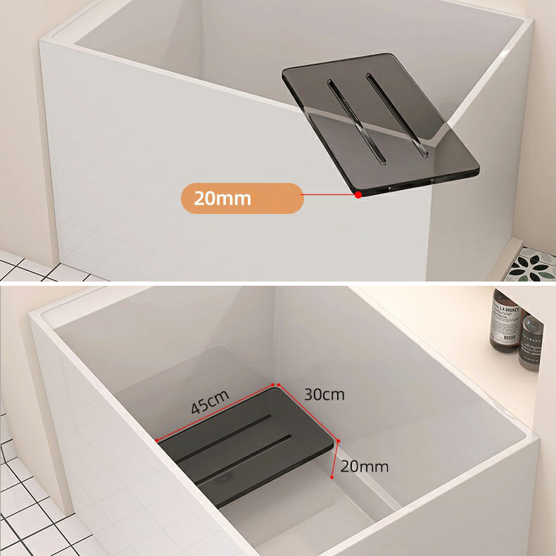 Back to Wall Freestanding Bathtub Modern Rectangular Acrylic Bathtub