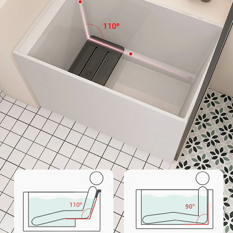 Back to Wall Freestanding Bathtub Modern Rectangular Acrylic Bathtub