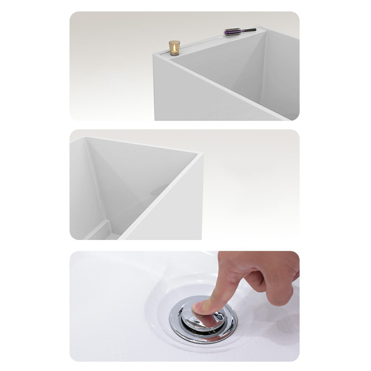 Back to Wall Freestanding Bathtub Modern Rectangular Acrylic Bathtub