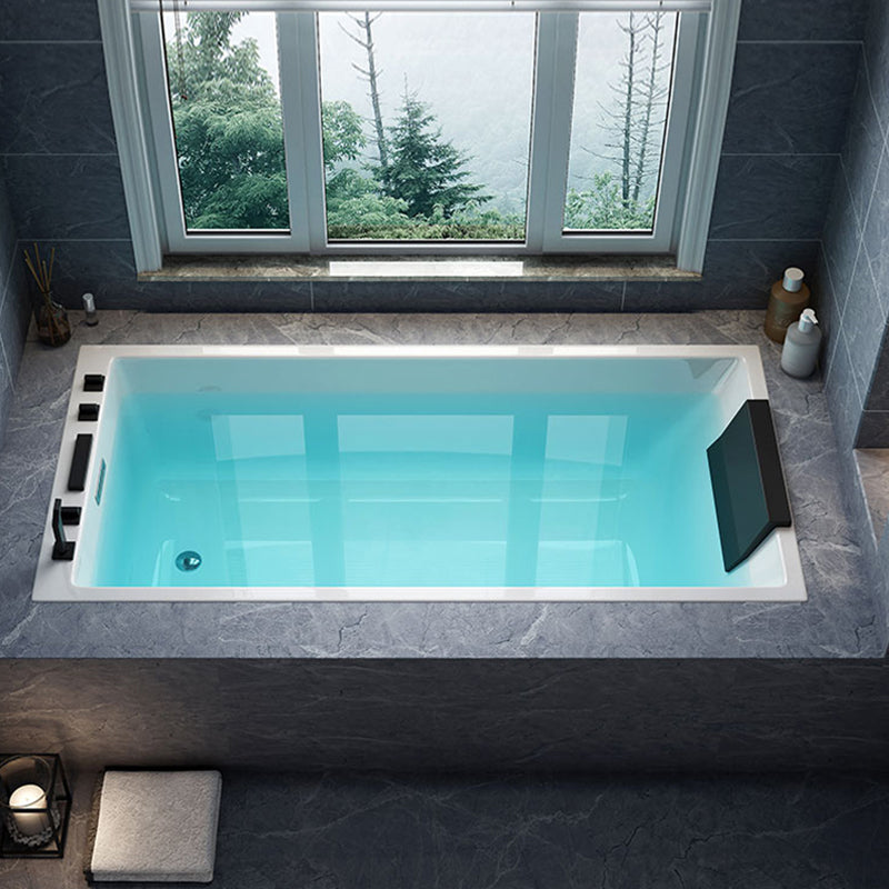 Rectangle Acrylic Soaking Bathtub Contemporary White Drop-in Bathtub
