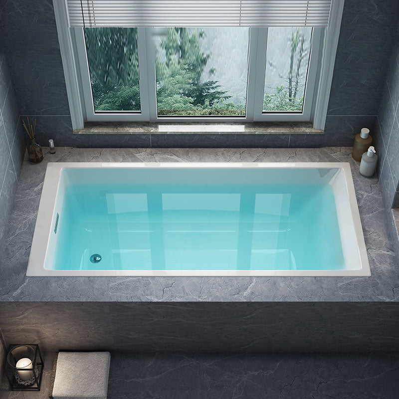 Rectangle Acrylic Soaking Bathtub Contemporary White Drop-in Bathtub