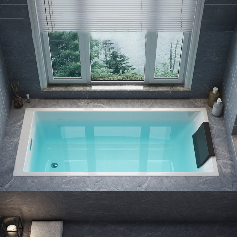 Rectangle Acrylic Soaking Bathtub Contemporary White Drop-in Bathtub