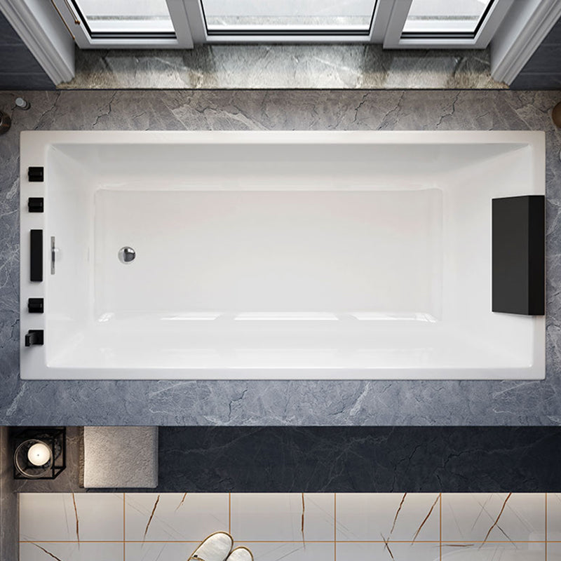 Rectangle Acrylic Soaking Bathtub Contemporary White Drop-in Bathtub
