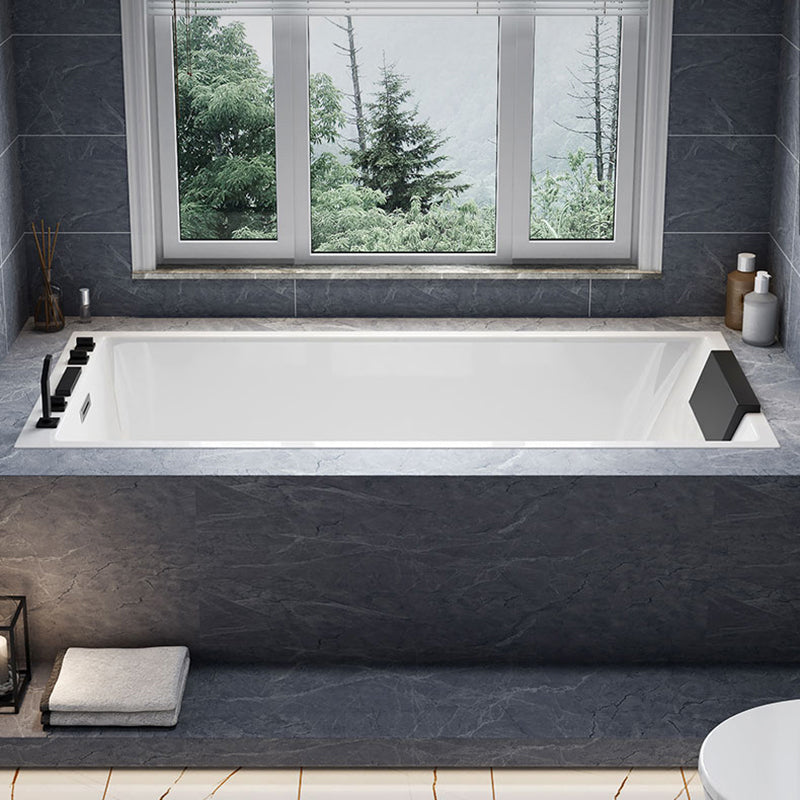 Rectangle Acrylic Soaking Bathtub Contemporary White Drop-in Bathtub