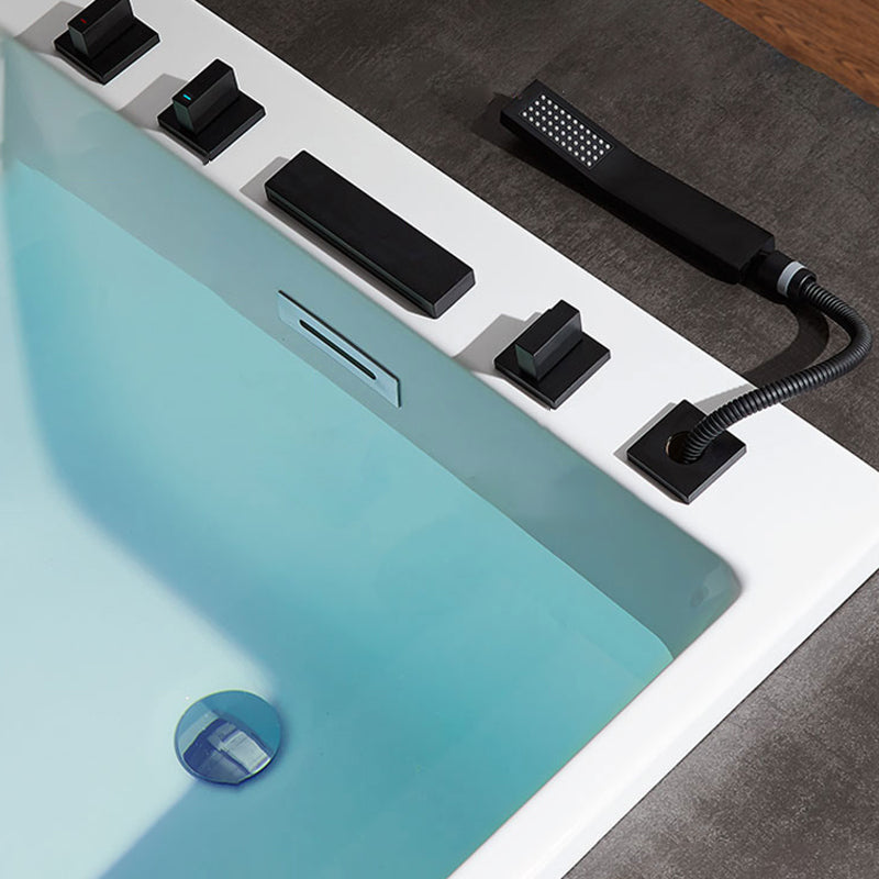 Rectangle Acrylic Soaking Bathtub Contemporary White Drop-in Bathtub