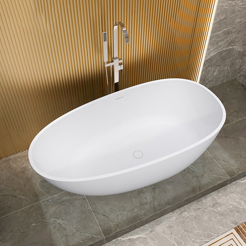 Modern Oval Tub with Drain and Overflow Trim White Soaking Bathtub for Home