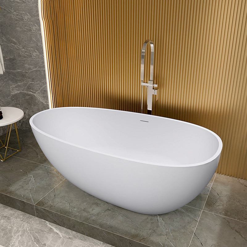 Modern Oval Tub with Drain and Overflow Trim White Soaking Bathtub for Home