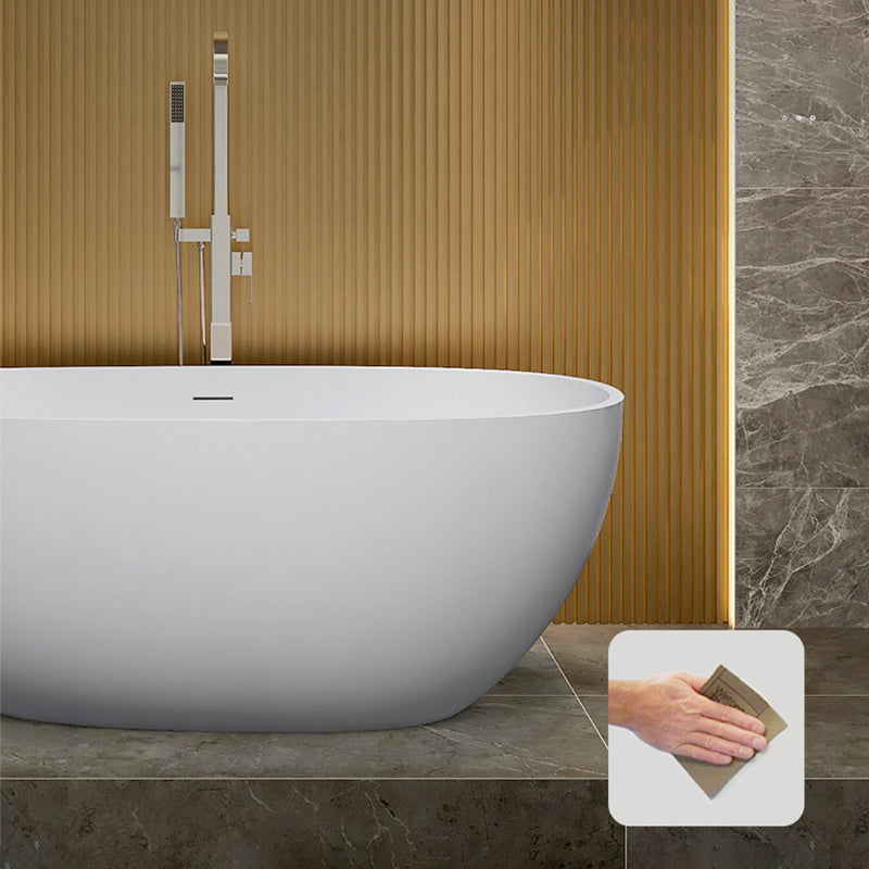 Modern Oval Tub with Drain and Overflow Trim White Soaking Bathtub for Home