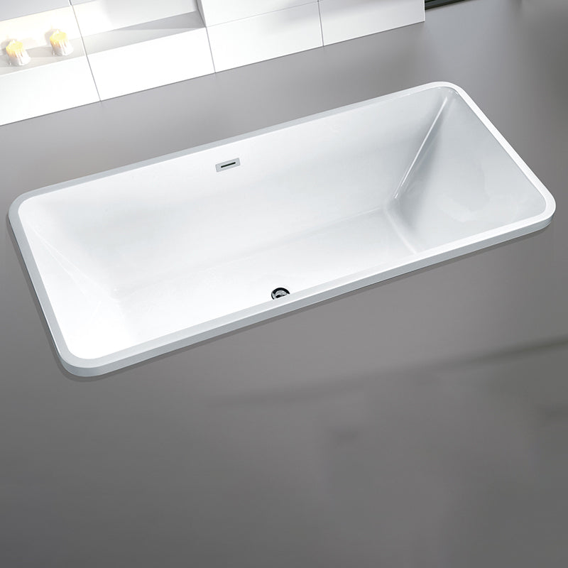 Modern Rectangular Drop-in Bath Tub White Acrylic Tub with Internal Drain