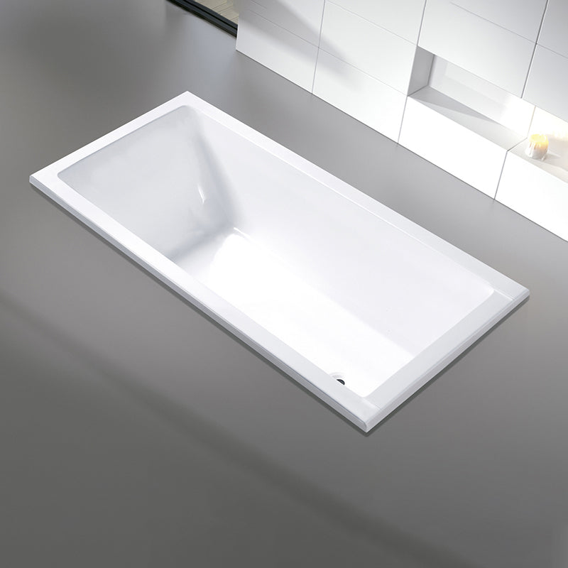 Modern Rectangular Drop-in Bath Tub White Acrylic Tub with Internal Drain