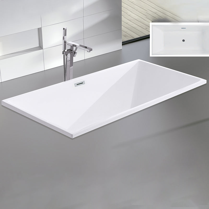 Modern Rectangular Drop-in Bath Tub White Acrylic Tub with Internal Drain