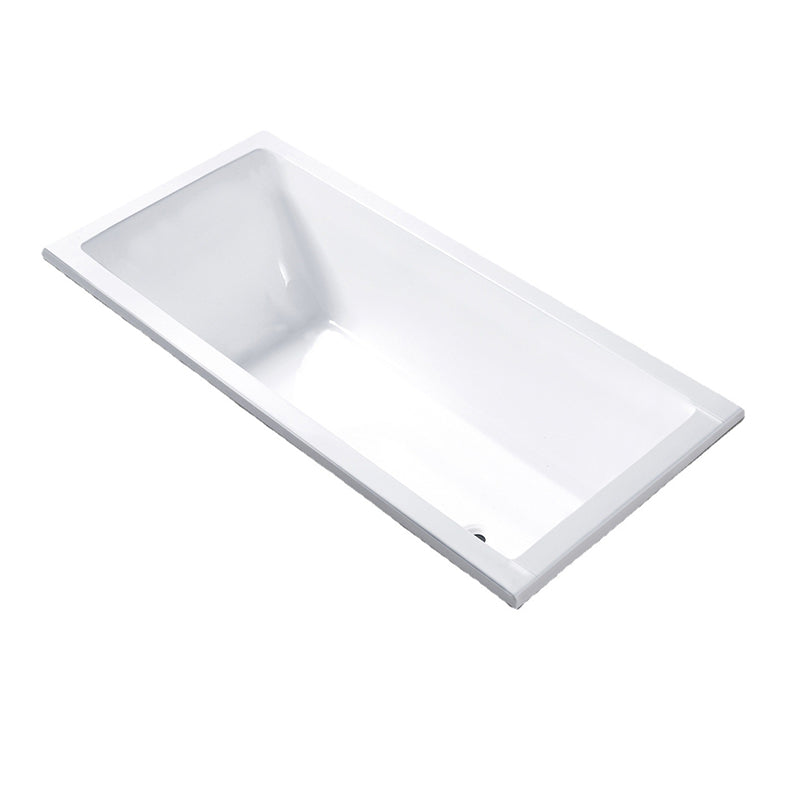 Modern Rectangular Drop-in Bath Tub White Acrylic Tub with Internal Drain