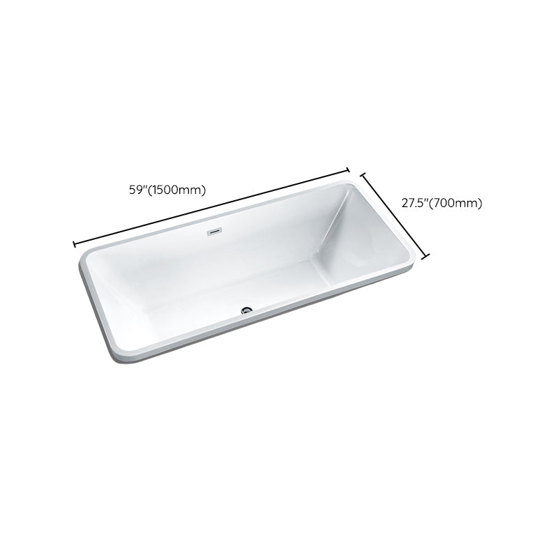 Modern Rectangular Drop-in Bath Tub White Acrylic Tub with Internal Drain