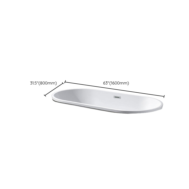 Modern Rectangular Drop-in Bath Tub White Acrylic Tub with Internal Drain