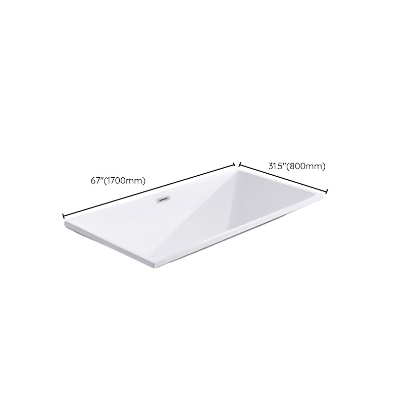 Modern Rectangular Drop-in Bath Tub White Acrylic Tub with Internal Drain