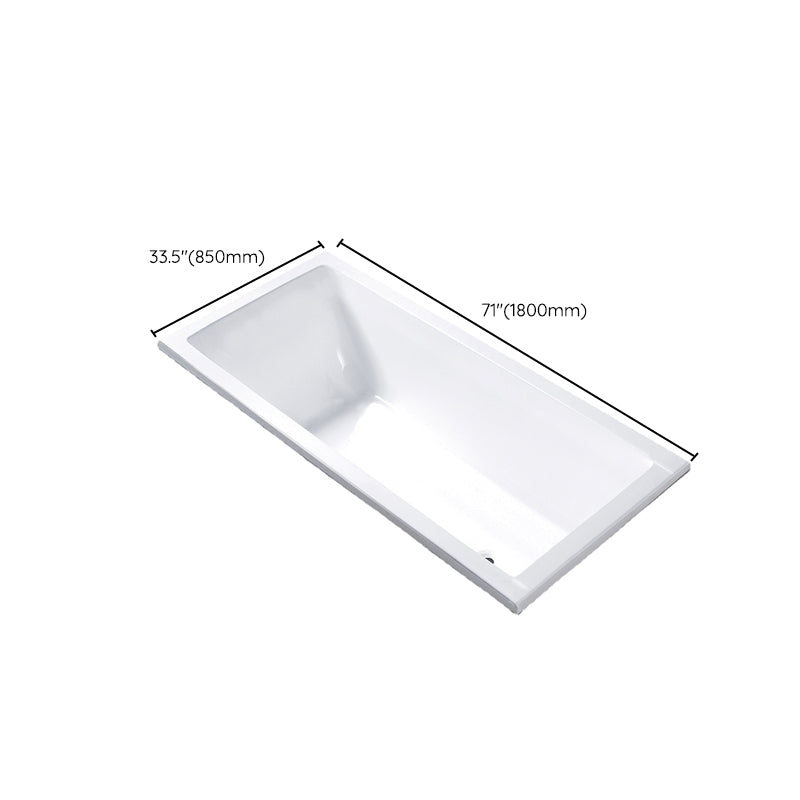 Modern Rectangular Drop-in Bath Tub White Acrylic Tub with Internal Drain