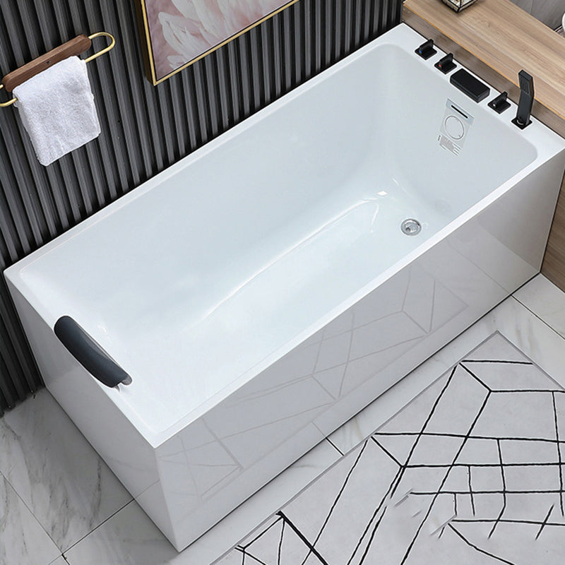 Acrylic Soaking Tub with Left Drain in White Rectangle Freestanding Bathtub