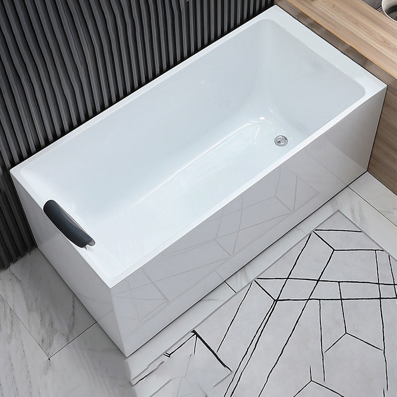 Acrylic Soaking Tub with Left Drain in White Rectangle Freestanding Bathtub