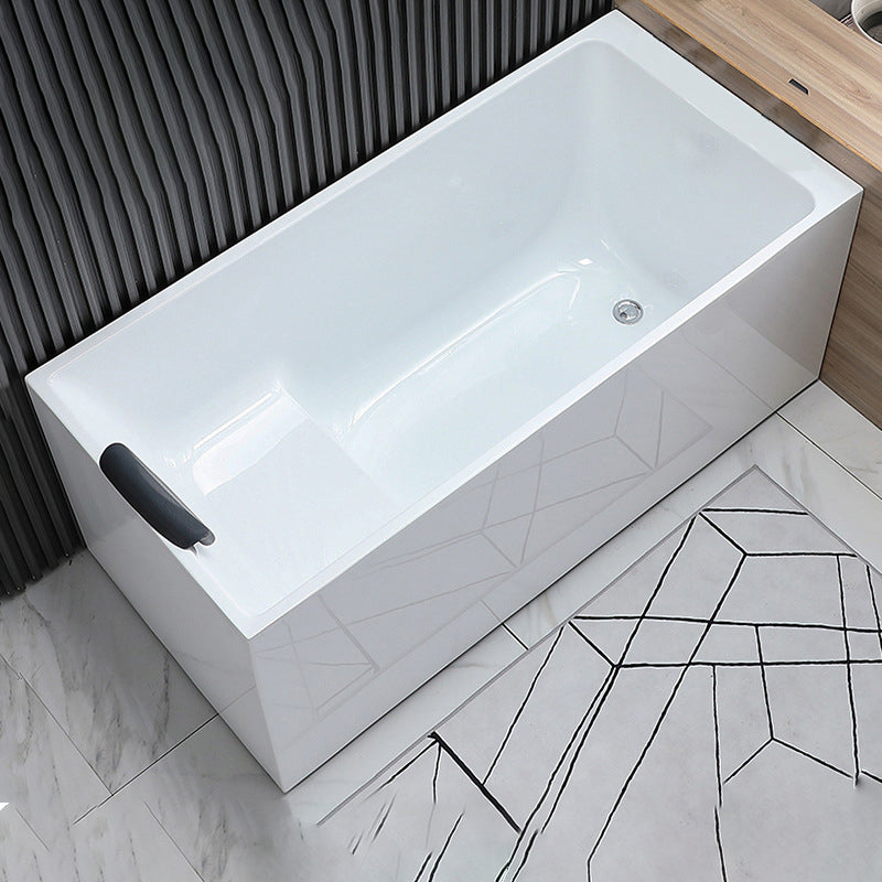 Acrylic Soaking Tub with Left Drain in White Rectangle Freestanding Bathtub