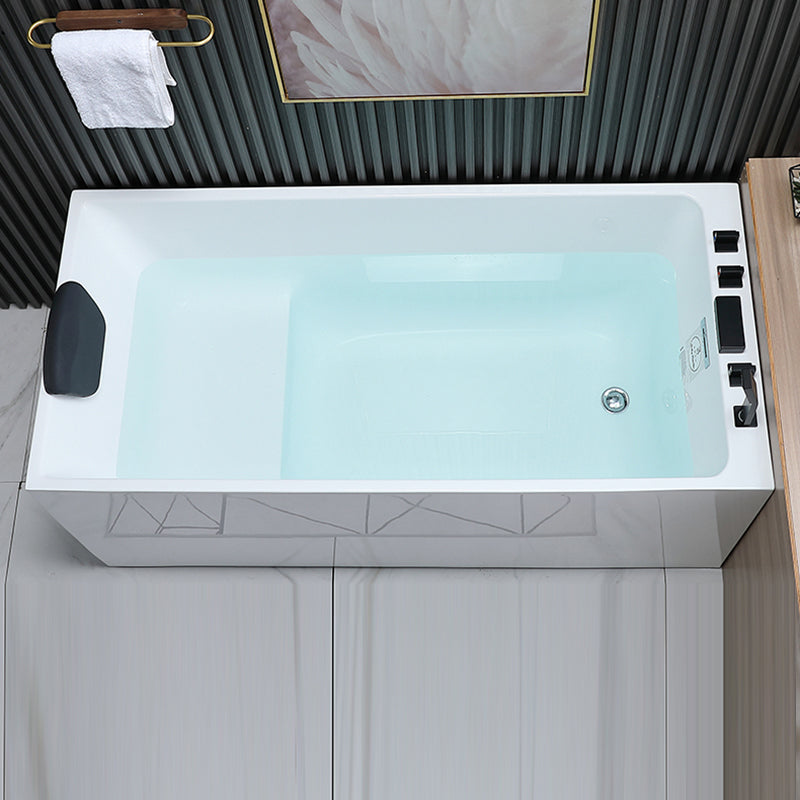 Acrylic Soaking Tub with Left Drain in White Rectangle Freestanding Bathtub
