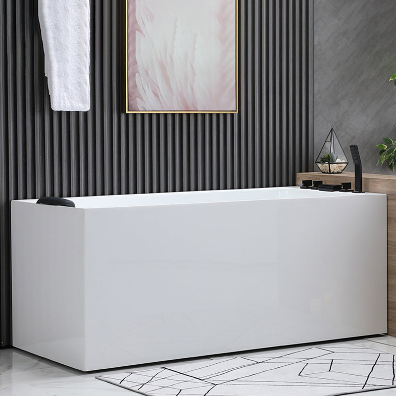 Acrylic Soaking Tub with Left Drain in White Rectangle Freestanding Bathtub