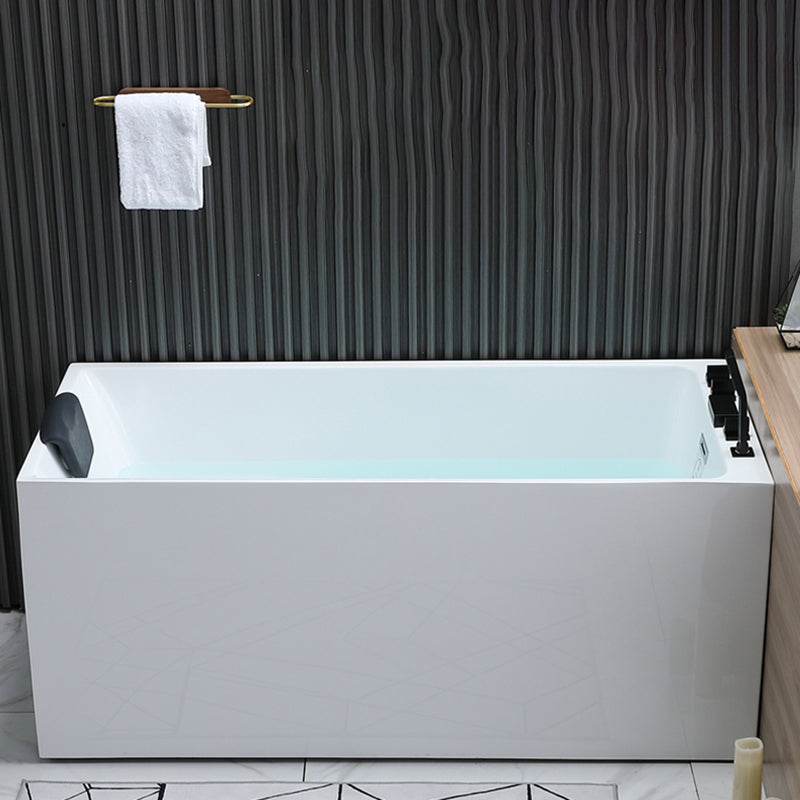 Acrylic Soaking Tub with Left Drain in White Rectangle Freestanding Bathtub