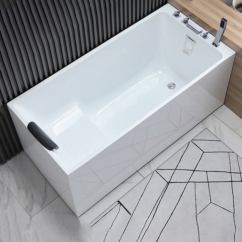 Acrylic Soaking Tub with Left Drain in White Rectangle Freestanding Bathtub