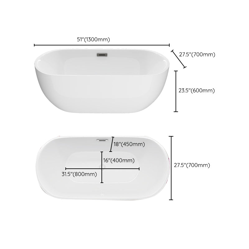 Contemporary Soaking Bathtub Acrylic Rectangular Tub for Home