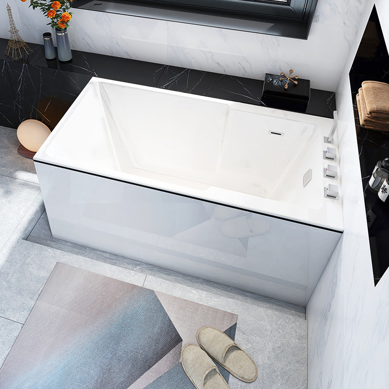 Freestanding Acrylic Bathtub Modern Stand Alone Soaking Tub with Slotted Overflow Drain