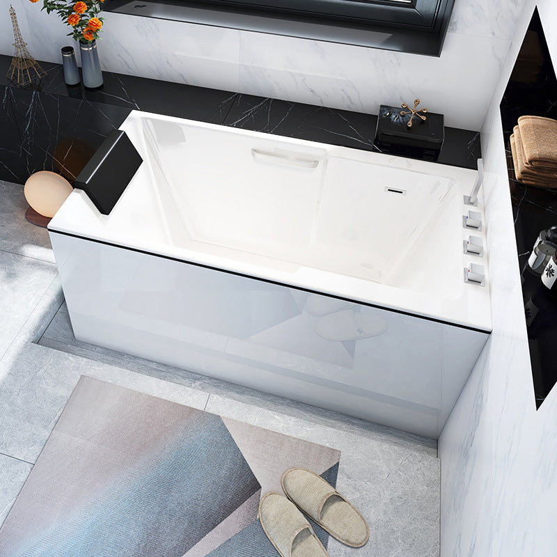 Freestanding Acrylic Bathtub Modern Stand Alone Soaking Tub with Slotted Overflow Drain