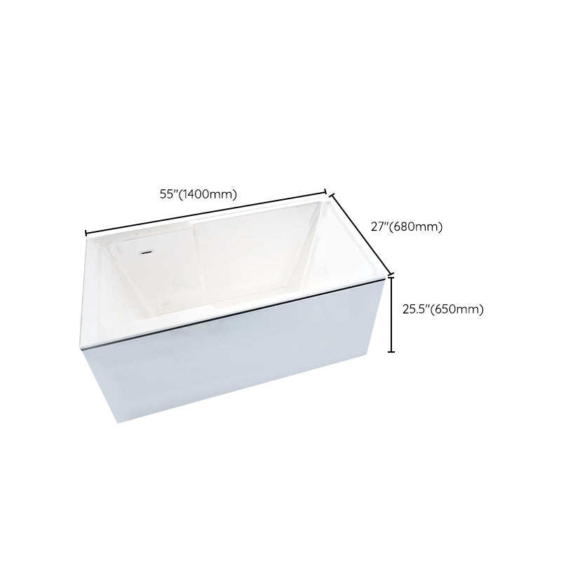Freestanding Acrylic Bathtub Modern Stand Alone Soaking Tub with Slotted Overflow Drain