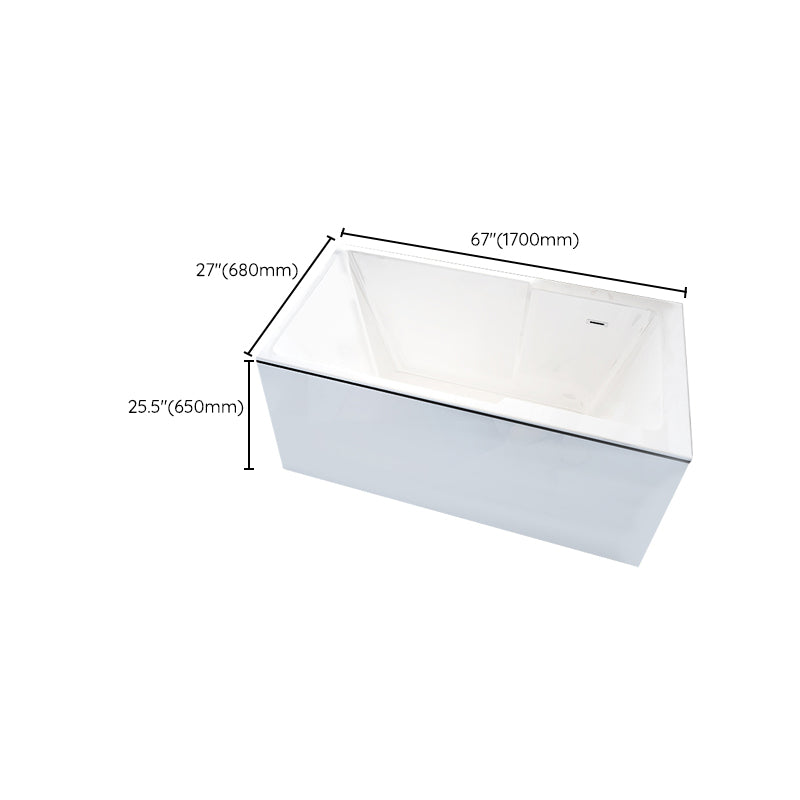 Freestanding Acrylic Bathtub Modern Stand Alone Soaking Tub with Slotted Overflow Drain