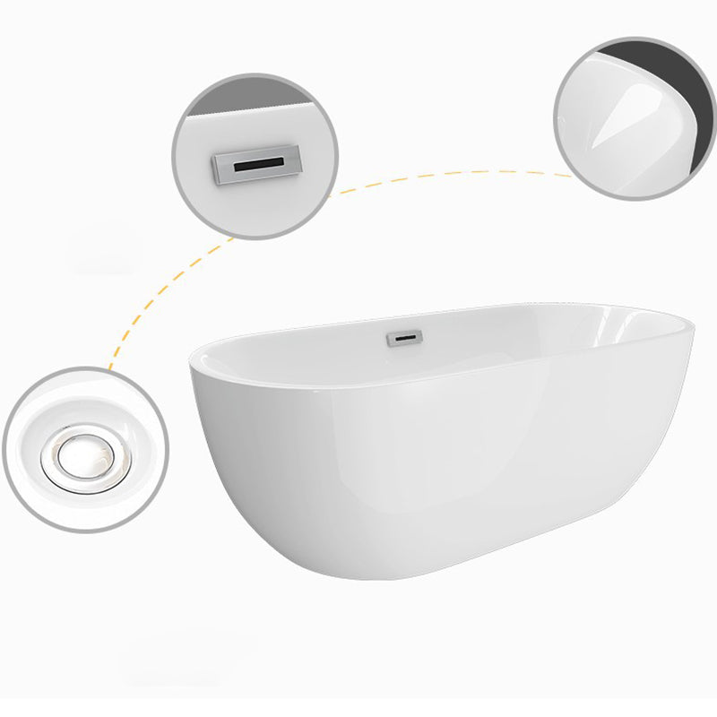 Matte Finish Acrylic Freestanding Tub Contemporary Oval Bathtub
