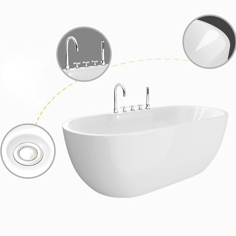 Matte Finish Acrylic Freestanding Tub Contemporary Oval Bathtub