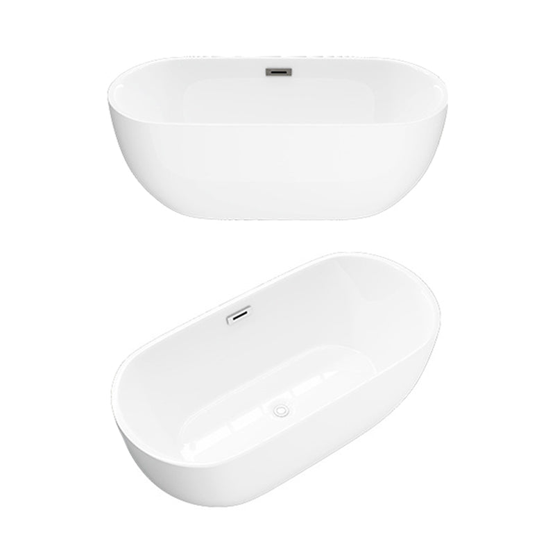 Matte Finish Acrylic Freestanding Tub Contemporary Oval Bathtub