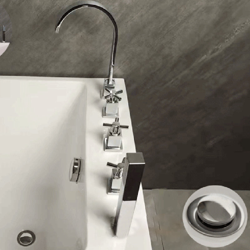 Modern Style Acrylic Rectangular Tub White Bath Tub with Internal Drain