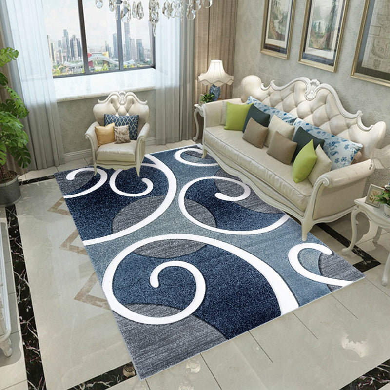 Gorgeous Grey Carpet Polyester Abstract Print Carpet Washable Carpet for Living Room