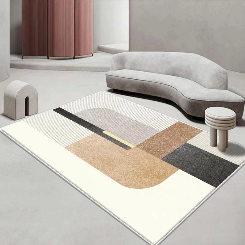 Casual Light Gray Rug Polyester Color Lump Rug Washable Rug for Living Room