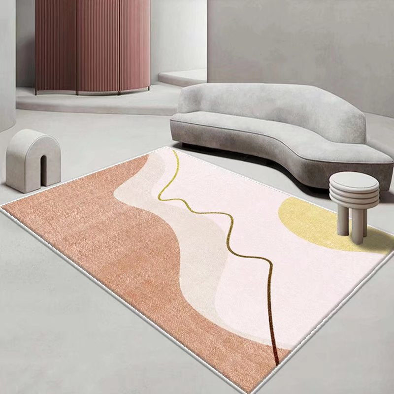 Modern Pink Rug Color Piece Indoor Rug Washable Rug for Living Room
