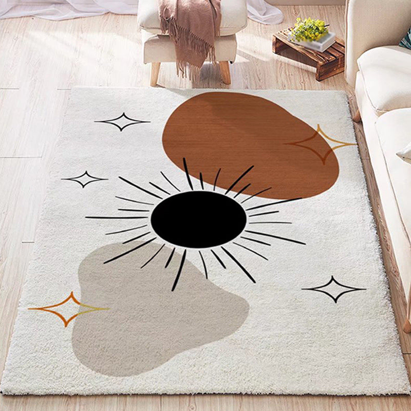 Simple Light Gray Rug Polyester Irregular Line Rug Washable Rug for Home Decor