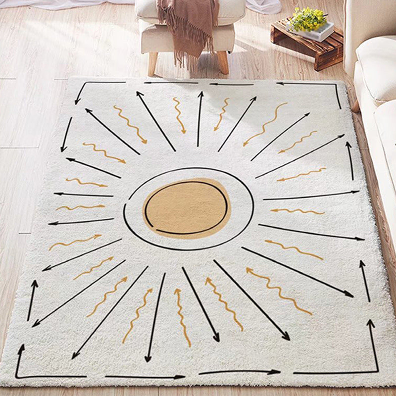 Simple Light Gray Rug Polyester Irregular Line Rug Washable Rug for Home Decor