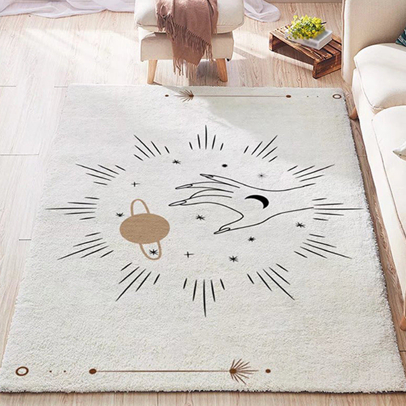 Simple Light Gray Rug Polyester Irregular Line Rug Washable Rug for Home Decor