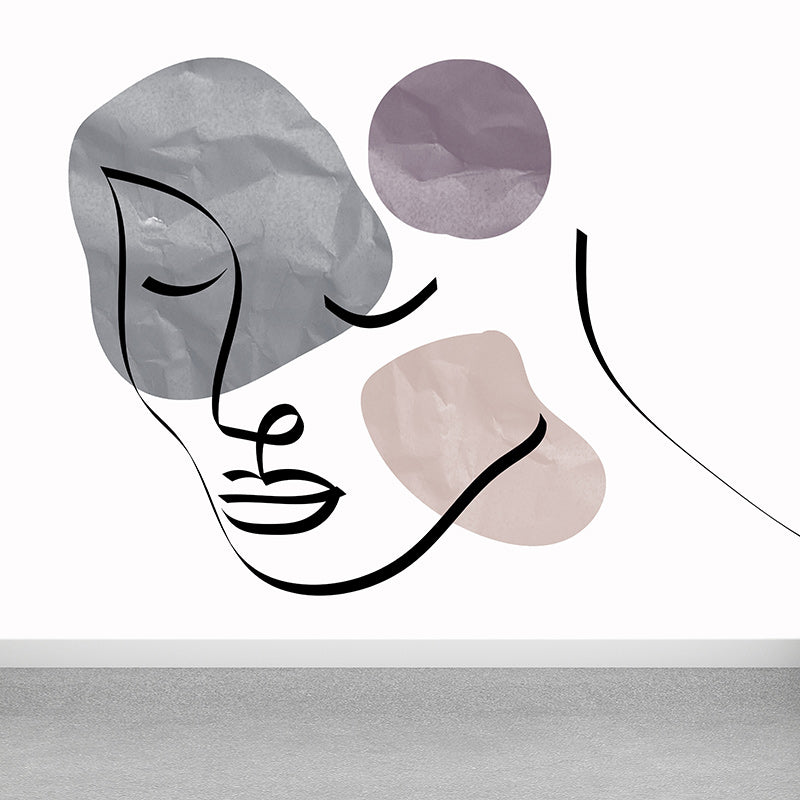 Line Art Mural Wallpaper Environment Friendly Living Room Wall Mural