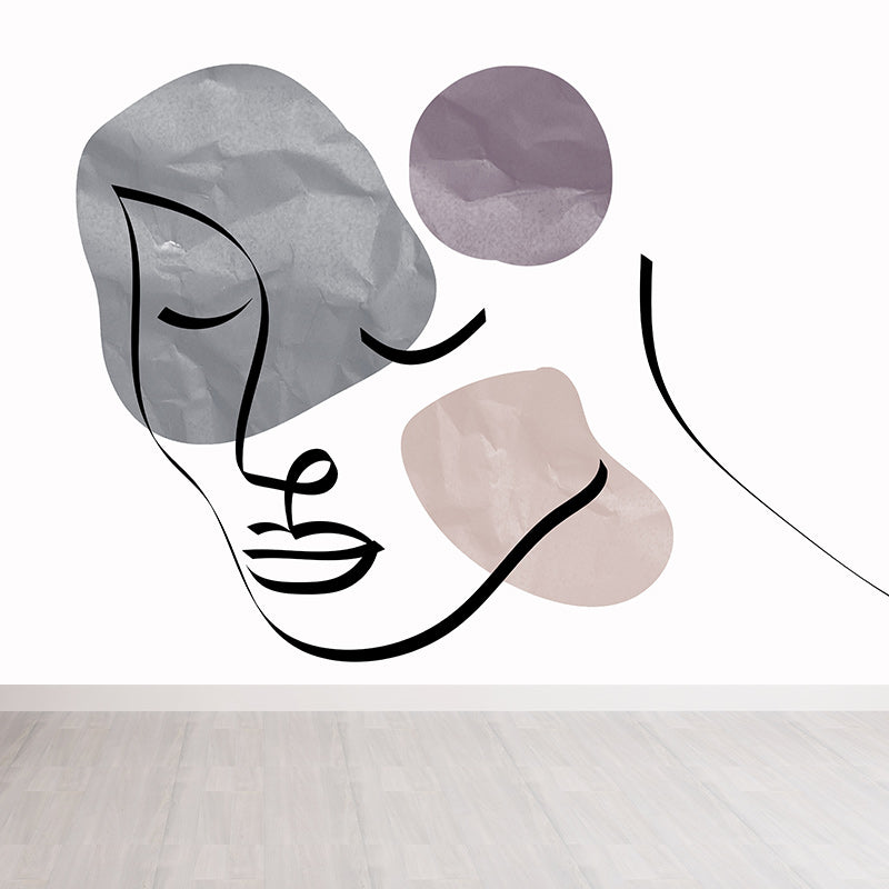 Line Art Mural Wallpaper Environment Friendly Living Room Wall Mural