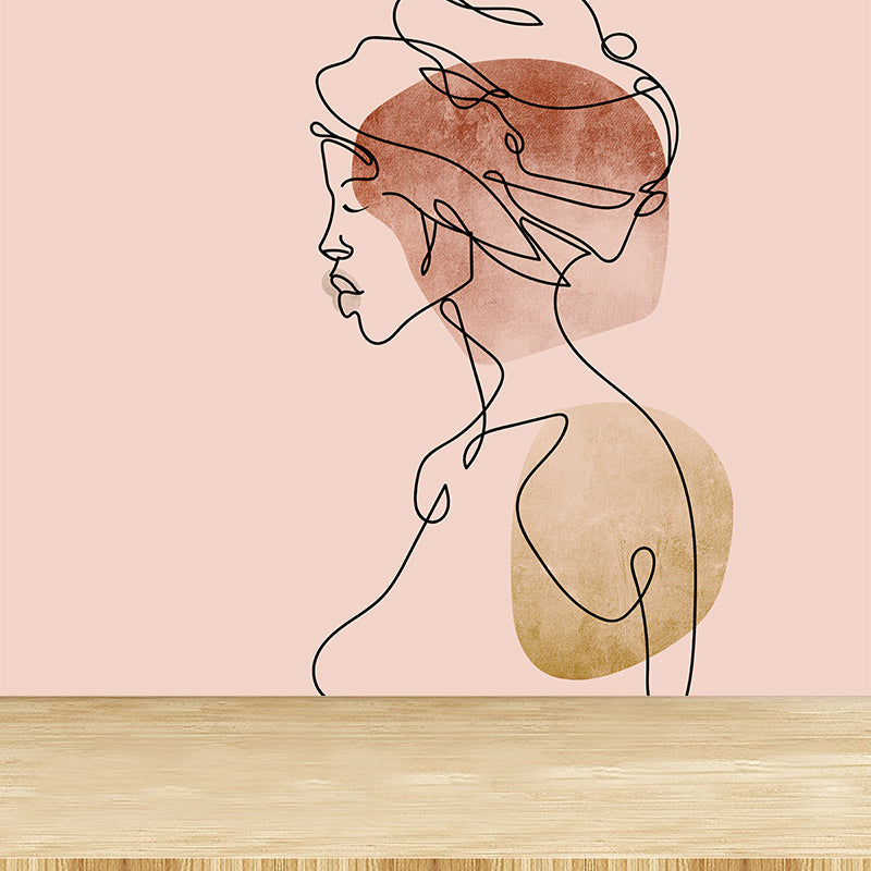 Line Art Mural Wallpaper Environment Friendly Living Room Wall Mural