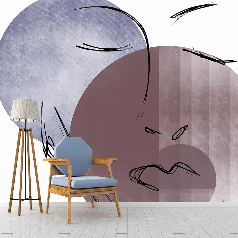 Illustration Stain Resistant Mural Wallpaper Line Art Indoor Wall Mural