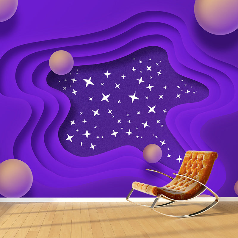 Environmental Wall Mural Wallpaper Cartoon Universe Living Room Wall Mural