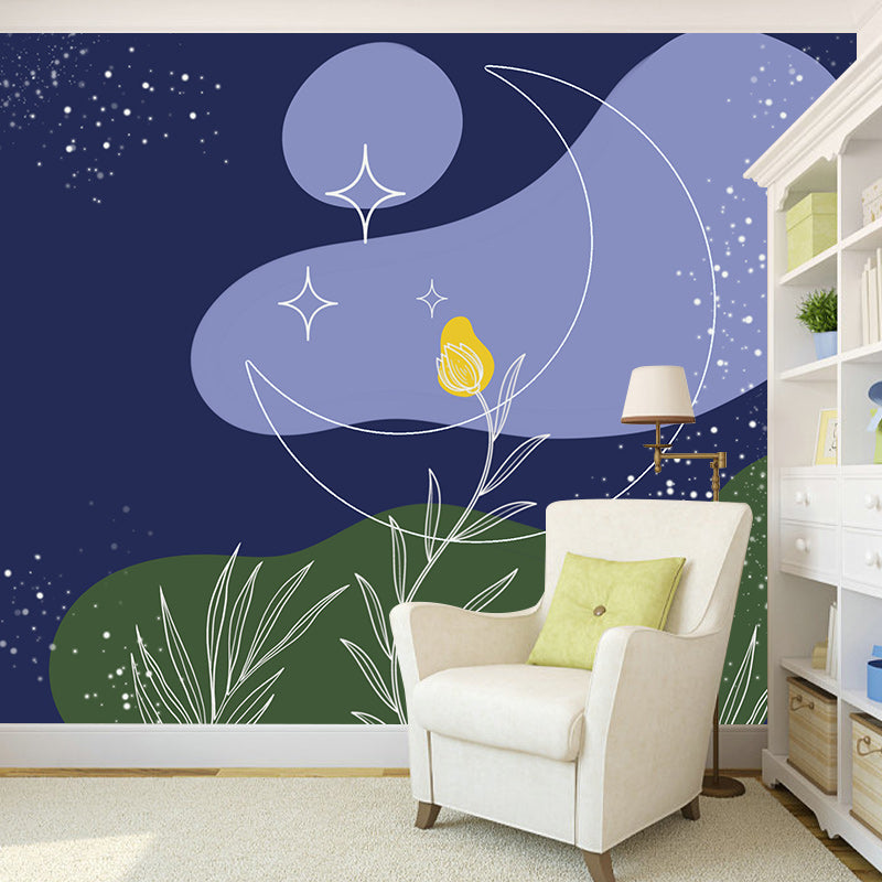 Eco-friendly Illustration Wall Mural Wallpaper Plant Decoration Sitting Room Wall Mural