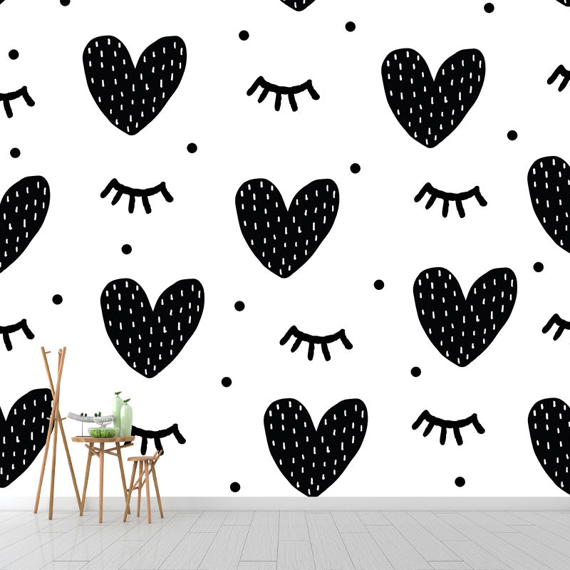 Environment Friendly Mural Wallpaper Heart Pattern Bedroom Wall Mural